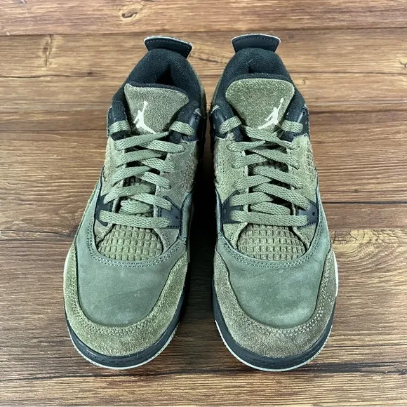 Jordan 4 SE Craft ‘Olive’ Green Sneakers Size 1Y Leather Shoes Lace Up