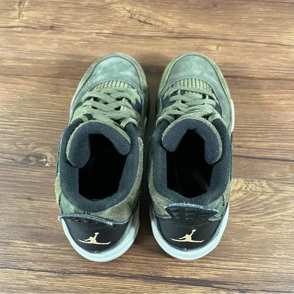 Jordan 4 SE Craft ‘Olive’ Green Sneakers Size 1Y Leather Shoes Lace Up