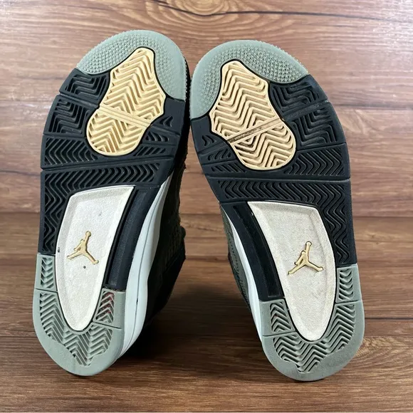 Jordan 4 SE Craft ‘Olive’ Green Sneakers Size 1Y Leather Shoes Lace Up