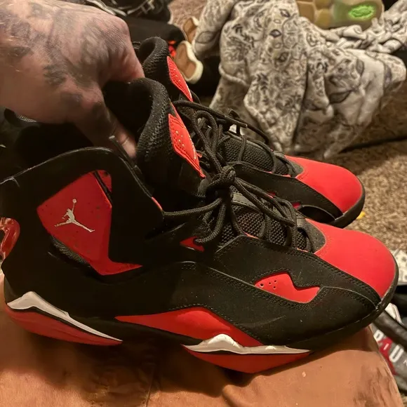 Jordan Black and Red Athletic Shoes