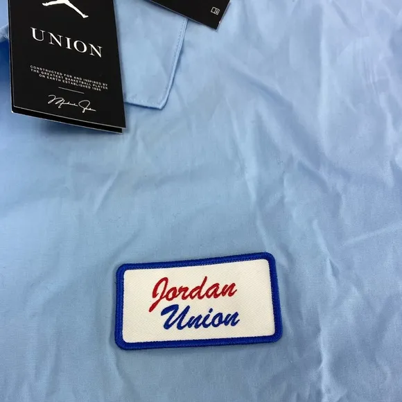 Jordan X Union Mechanic Psychic Blue Button Up Shirt CV1356-436 Size XL-T