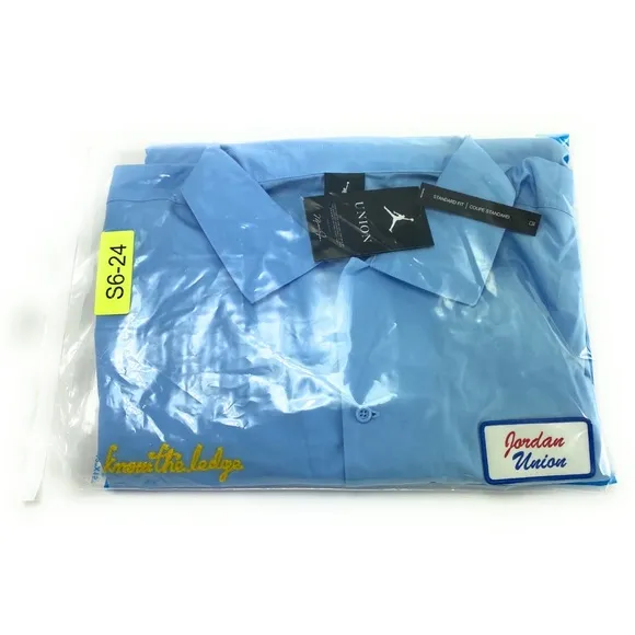 Jordan X Union Mechanic Psychic Blue Button Up Shirt CV1356-436 Size XL-T
