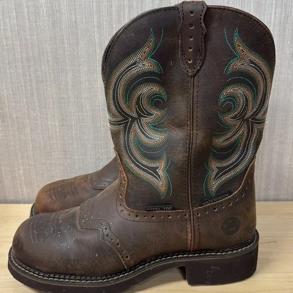 Justin Gypsy women’s Size 10 Brown And Turquoise‎ Cowgirl Boots