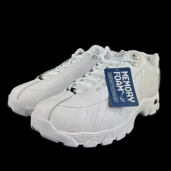 K-Swiss ST329 CMF White Black Silver Shoes Men's 03426-129 Sizes 8.5 - 13 M