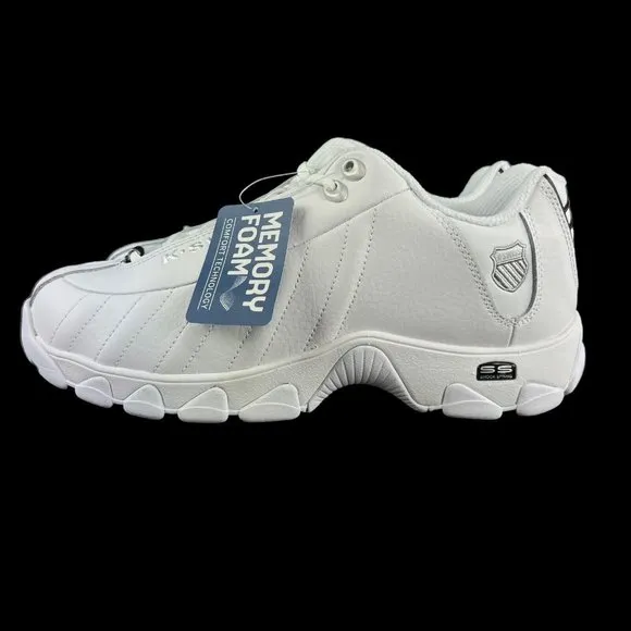 K-Swiss ST329 CMF White Black Silver Shoes Men's 03426-129 Sizes 8.5 - 13 M