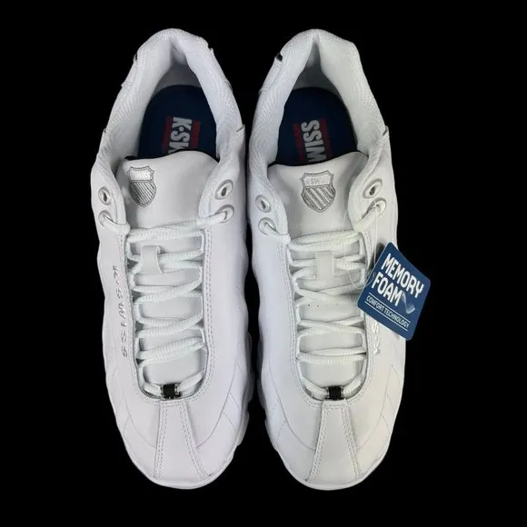 K-Swiss ST329 CMF White Black Silver Shoes Men's 03426-129 Sizes 8.5 - 13 M