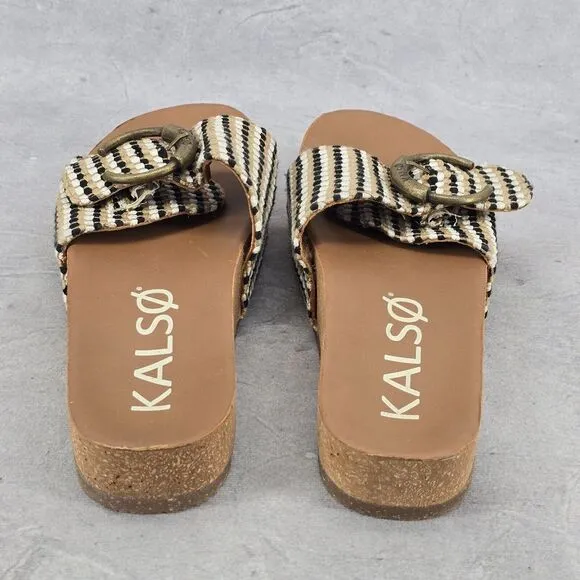 Kalso Earth Sway Negative Heel Earth Black Multi‎ Clog Sandal Women Size 8