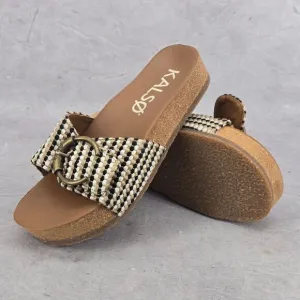Kalso Earth Sway Negative Heel Earth Black Multi‎ Clog Sandal Women Size 8