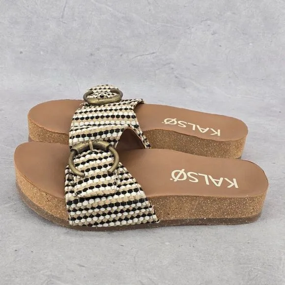 Kalso Earth Sway Negative Heel Earth Black Multi‎ Clog Sandal Women Size 8