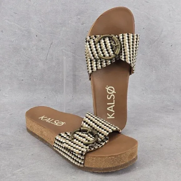 Kalso Earth Sway Negative Heel Earth Black Multi‎ Clog Sandal Women Size 8