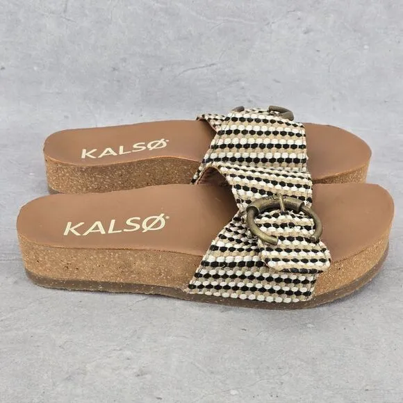 Kalso Earth Sway Negative Heel Earth Black Multi‎ Clog Sandal Women Size 8