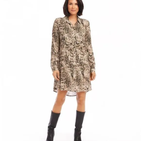 Karen Kane Snake Print Long Sleeve Stunning Shirtdress Size Medium NWT USA