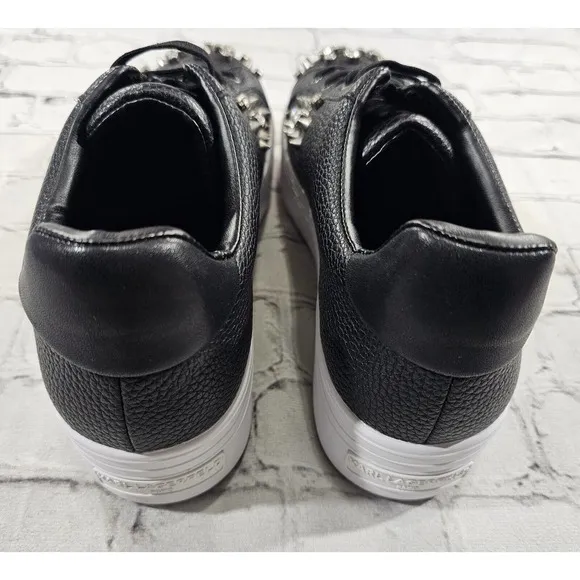Karl Lagerfeld Paris Vina Black White Platform Sneakers Shoes WOMENS SIZE 8.5
