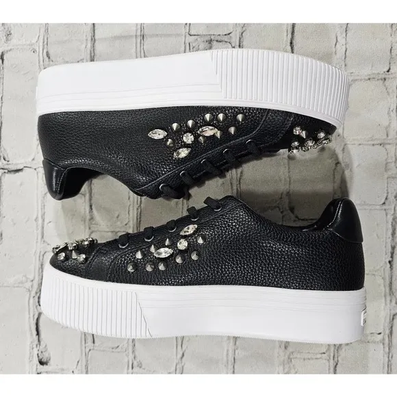 Karl Lagerfeld Paris Vina Black White Platform Sneakers Shoes WOMENS SIZE 8.5
