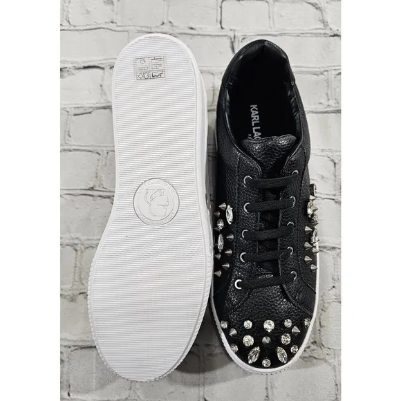 Karl Lagerfeld Paris Vina Black White Platform Sneakers Shoes WOMENS SIZE 8.5