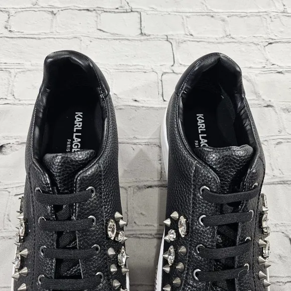 Karl Lagerfeld Paris Vina Black White Platform Sneakers Shoes WOMENS SIZE 8.5