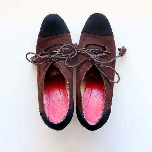 Kate Spade Brown &amp; Black Suede Leather Lace-up Heeled Pumps / Booties / Shoes