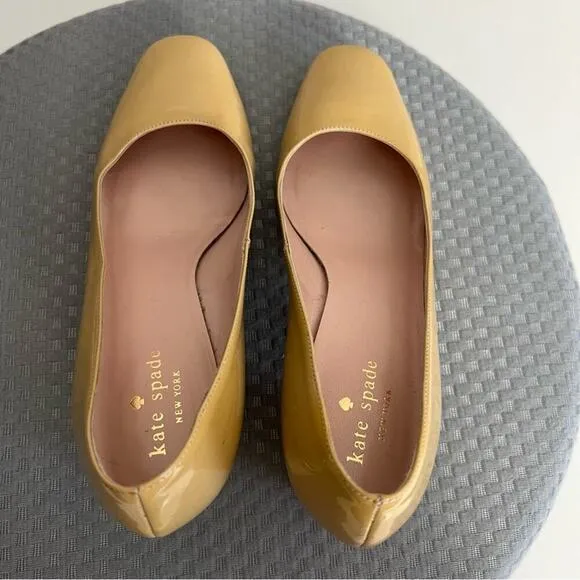 Kate Spade Heels Womens 7 Classic Patent Leather Block Heel Shoes Slip On Pumps