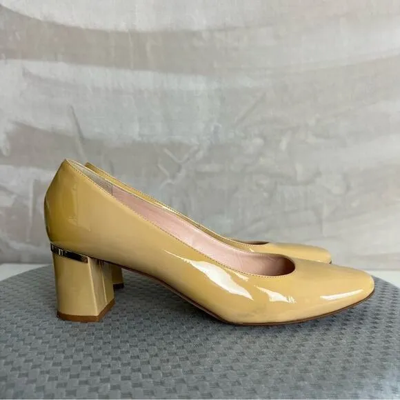 Kate Spade Heels Womens 7 Classic Patent Leather Block Heel Shoes Slip On Pumps