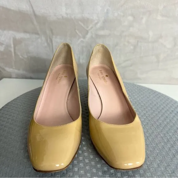 Kate Spade Heels Womens 7 Classic Patent Leather Block Heel Shoes Slip On Pumps