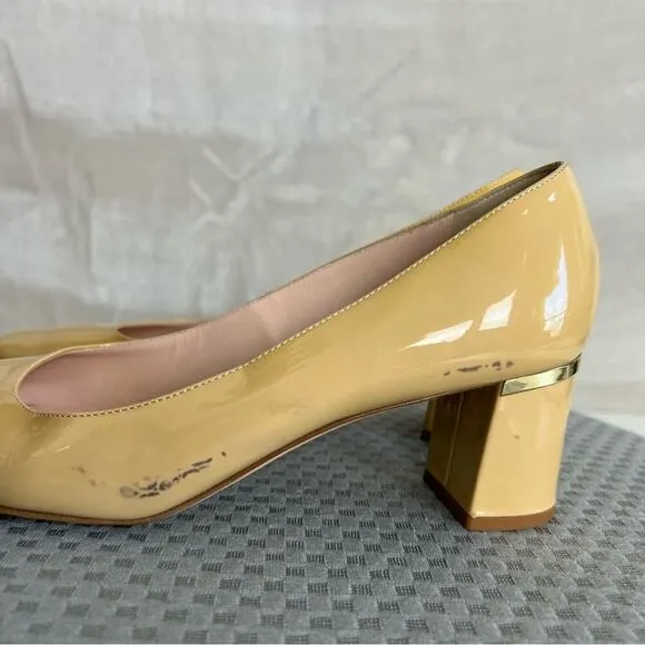 Kate Spade Heels Womens 7 Classic Patent Leather Block Heel Shoes Slip On Pumps