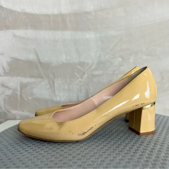 Kate Spade Heels Womens 7 Classic Patent Leather Block Heel Shoes Slip On Pumps