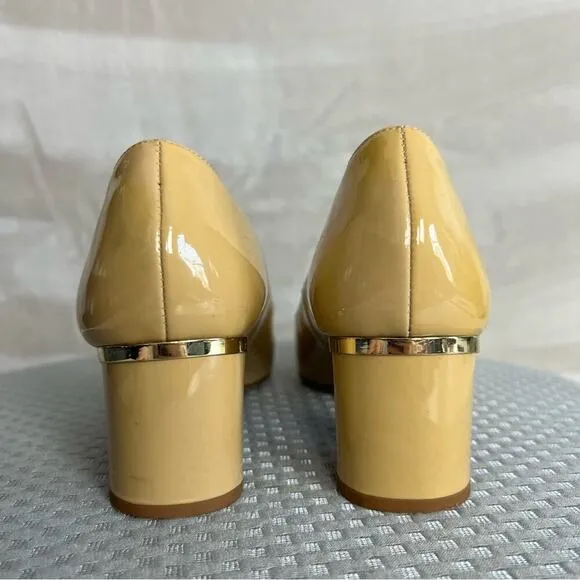 Kate Spade Heels Womens 7 Classic Patent Leather Block Heel Shoes Slip On Pumps