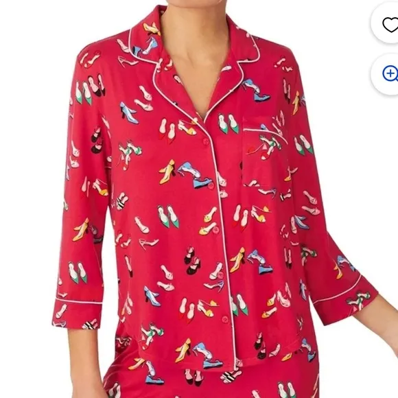 Kate Spade Party Shoes Print Pink Pajama Set NEW