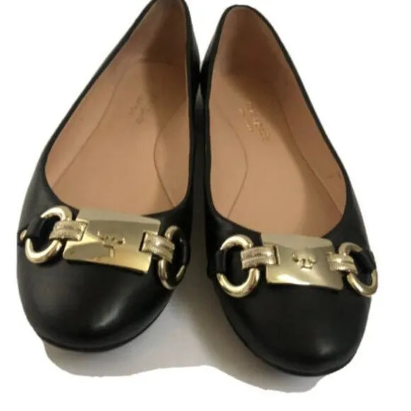 Kate Spade Women's Shoes 6B Black Leather Ballet Flat slip ons