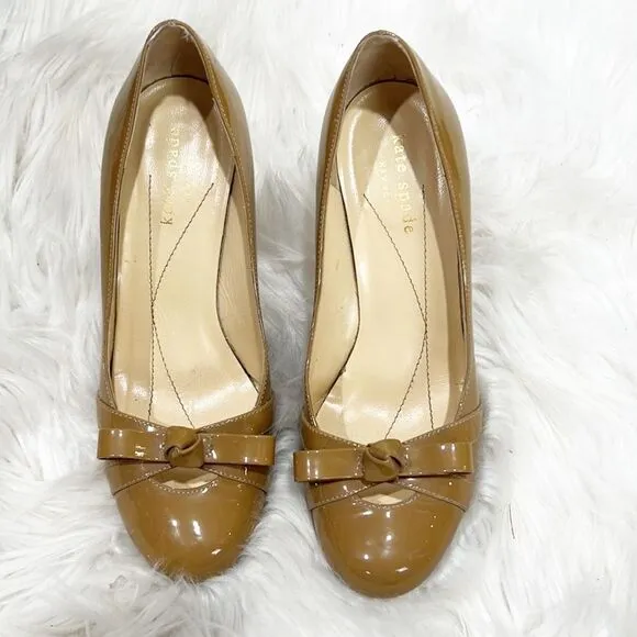 Kate Spade New York Nude Bow Patent Leather Heels 5.5
