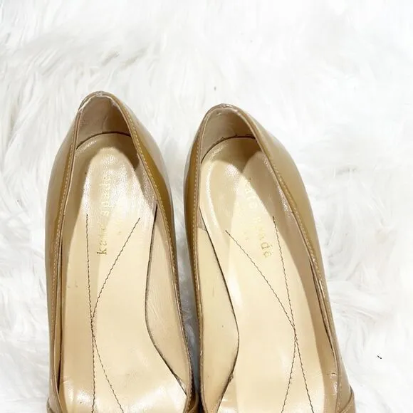 Kate Spade New York Nude Bow Patent Leather Heels 5.5