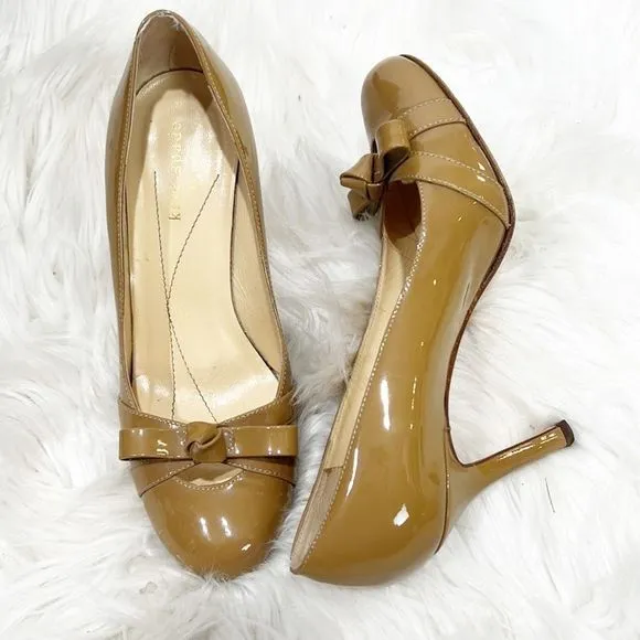 Kate Spade New York Nude Bow Patent Leather Heels 5.5