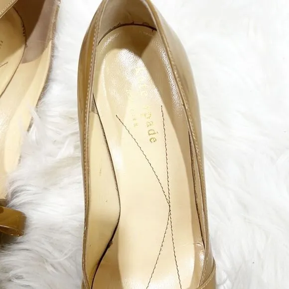 Kate Spade New York Nude Bow Patent Leather Heels 5.5