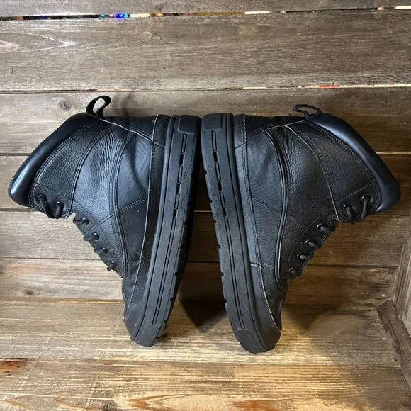 Kids Nike Woodside 2 High Triple Black GS Black Leather Boots Shoes Size 7 Y GUC