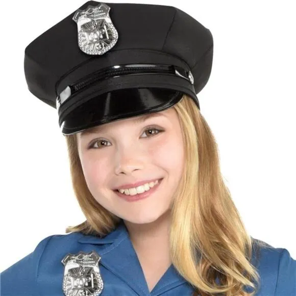 Kids Police Dress Halloween Costume Party Dress for Girls, Includes Belt and Hat