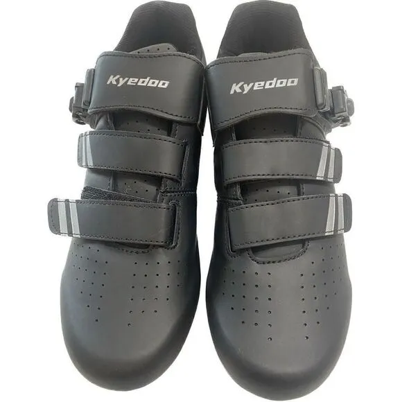 Kyedoo Women 11/Men 8/EU 42 Cycling Shoes Black/Silver W/ Pelaton Cleats NEW