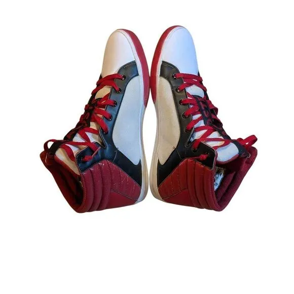 Lacoste white and red high top athletic shoes. Size 13
