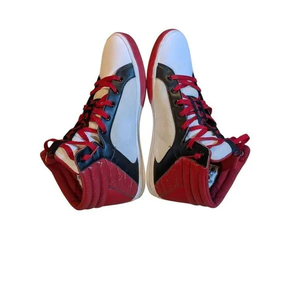 Lacoste white and red high top athletic shoes. Size 13