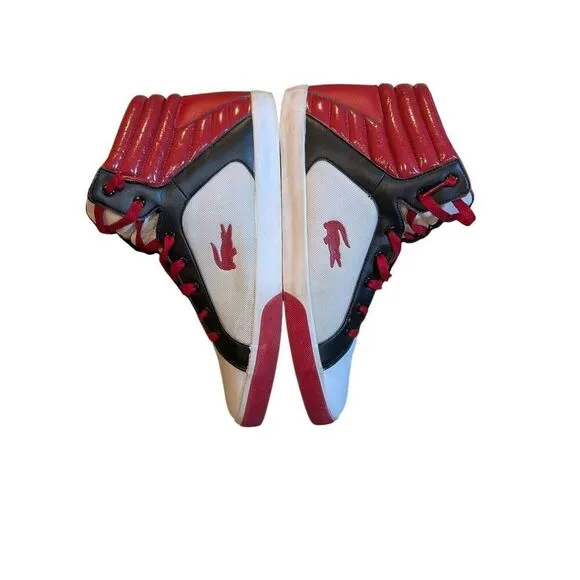 Lacoste white and red high top athletic shoes. Size 13