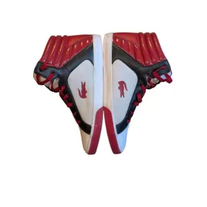 Lacoste white and red high top athletic shoes. Size 13