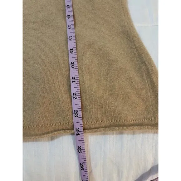 Lafayette 148 Sweater Womens Small Beige/Mustard Cashmere Wool Turtleneck Size M