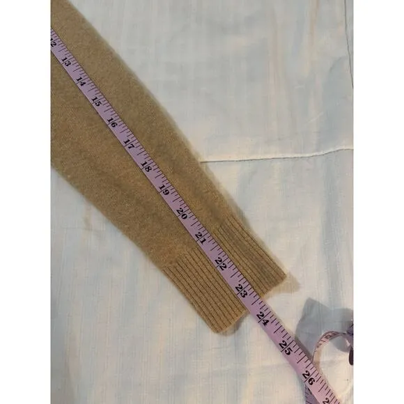Lafayette 148 Sweater Womens Small Beige/Mustard Cashmere Wool Turtleneck Size M