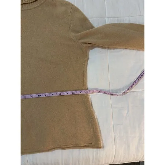 Lafayette 148 Sweater Womens Small Beige/Mustard Cashmere Wool Turtleneck Size M