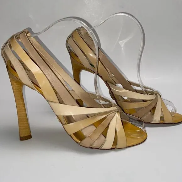 L.A.M.B. Gwen Stefani Laken shoe heels Sz 9 leather strappy sexy