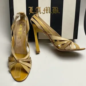 L.A.M.B. Gwen Stefani Laken shoe heels Sz 9 leather strappy sexy