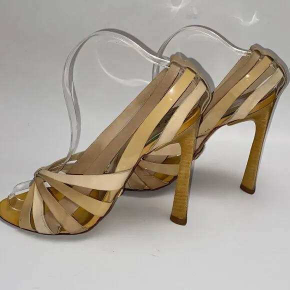 L.A.M.B. Gwen Stefani Laken shoe heels Sz 9 leather strappy sexy