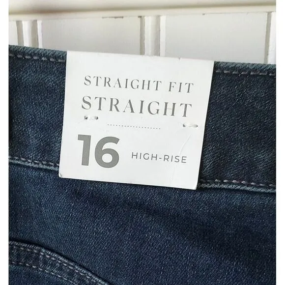 Lane Bryant Flex Magic Waistband High Rise Straight Jeans Dark Wash Denim 16 NWT
