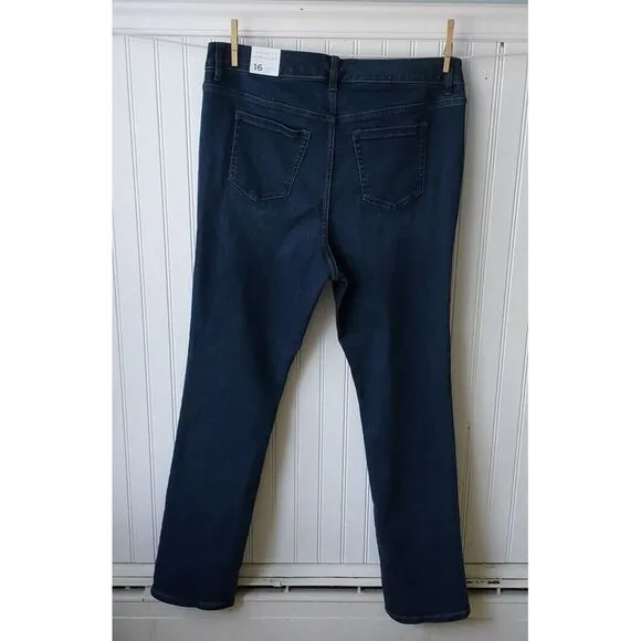 Lane Bryant Flex Magic Waistband High Rise Straight Jeans Dark Wash Denim 16 NWT