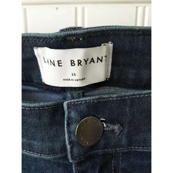 Lane Bryant Flex Magic Waistband High Rise Straight Jeans Dark Wash Denim 16 NWT