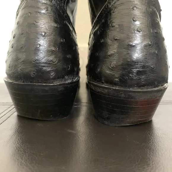 Larry Mahan Nocona Boots Exotic Black Ostrich Quill Cowboy